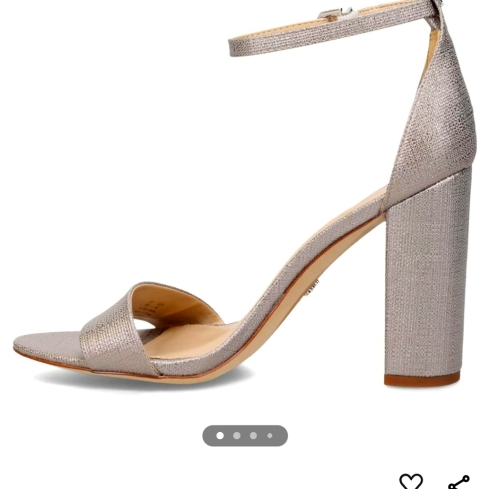 Sam Edelman Silver Metallic Block Heel Ankle Strap Sandals
